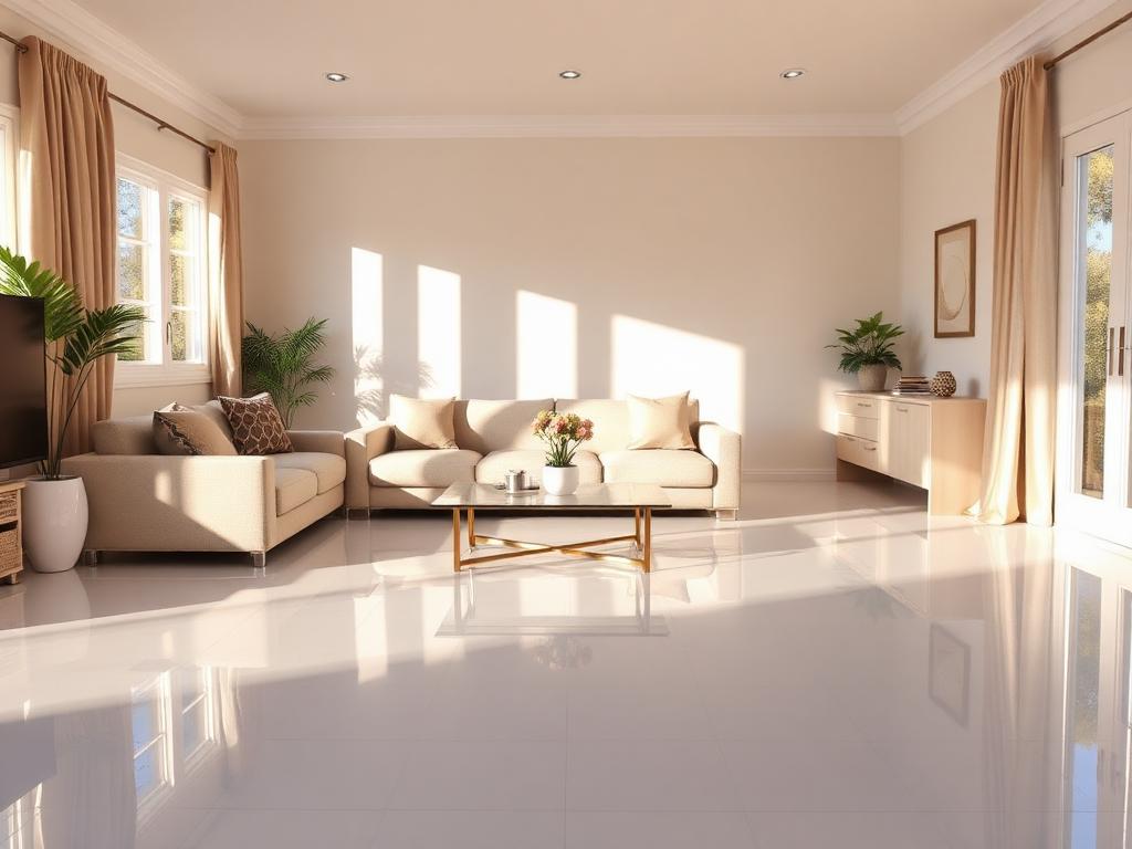 Immaculate bright living room after cleaning